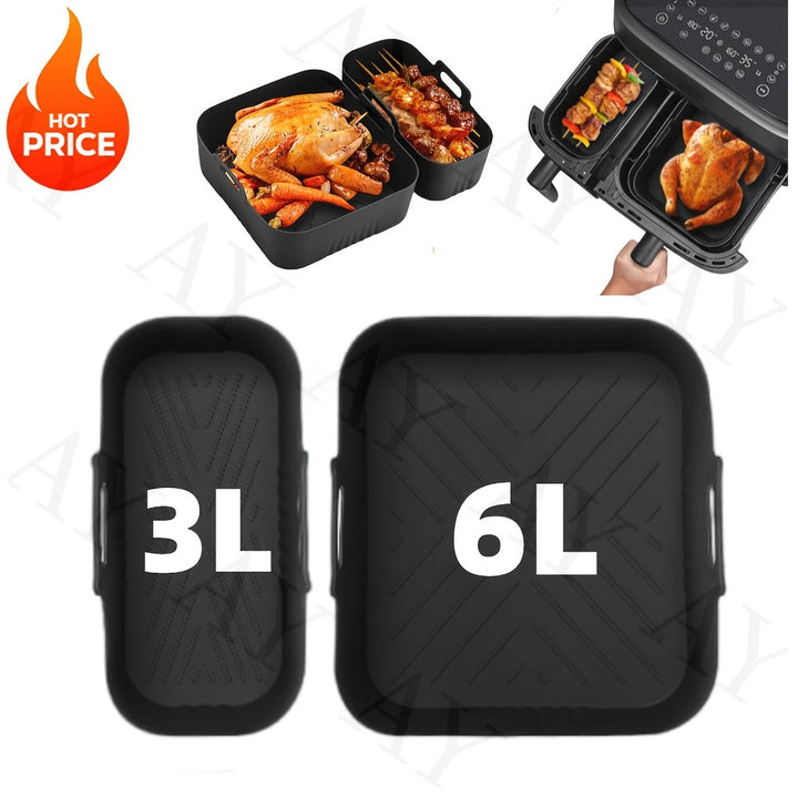 2 piezas de bandejas de silicona para horno de aire frito reutilizables para Philips NA350-3000, con superficie antiadherente, fáciles de limpiar en freidoras, hornos y microondas, material de contacto con alimentos, accesorio para freidoras.