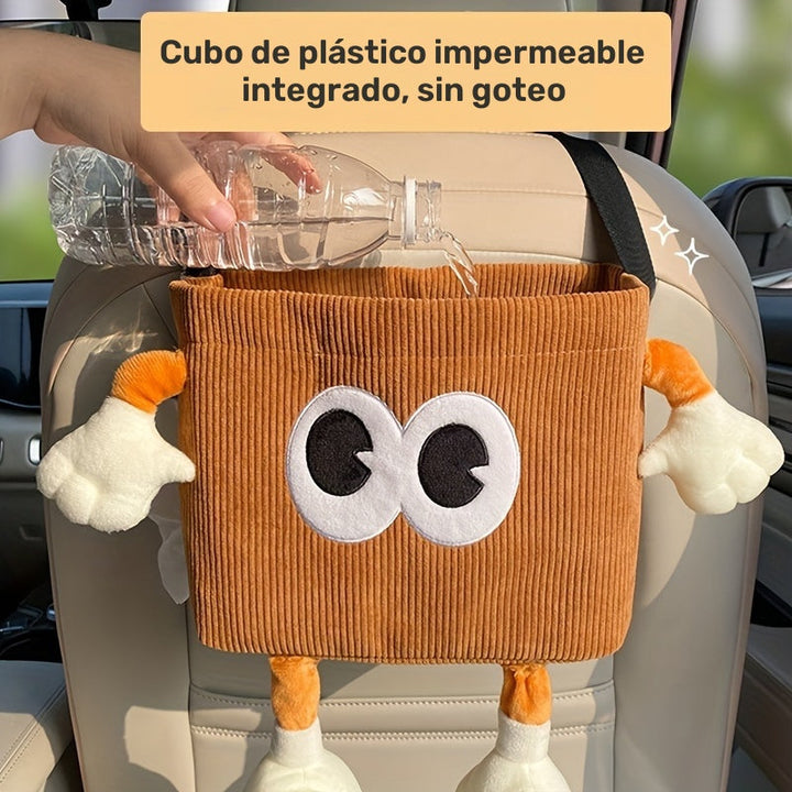 Bote de basura y portapapeles 2 en 1 para auto - Poliéster, cubo para guardar paraguas, accesorios para interiores de vehículo