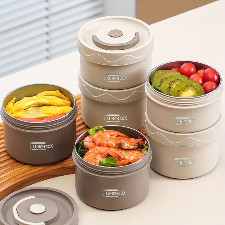 Lonchera Aislada con Bolsa Térmica - 3 Boles de Acero Inoxidable + 1 Bolsa Térmica, Recipiente Sellado para Escuela, Oficina, Camping y Hogar, Seguro para Microondas