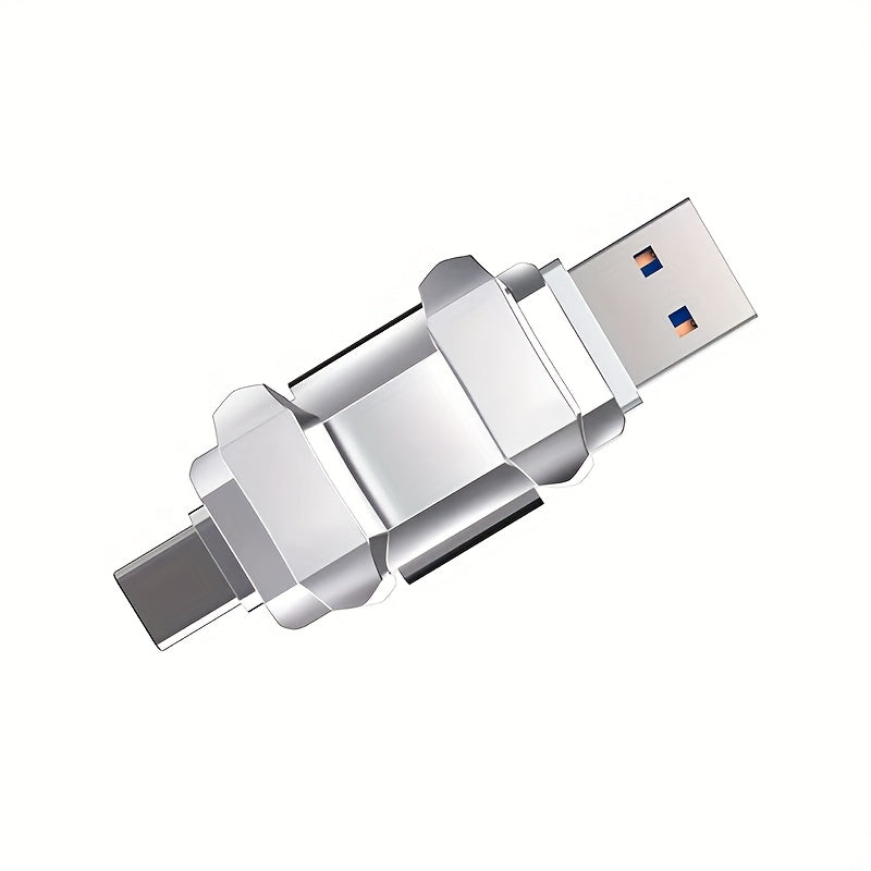 SSD de Alto Rendimiento - Memoria USB 3.0 Flash de Alta Velocidad con Interfaz Dual Tipo-C + USB, Hasta 300/300 MB/s de Lectura/Escritura, Compatible con Portátiles y PC (Plateado) 128GB/256GB