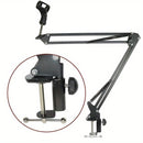 Soporte ajustable de canto pesado para micrófonos - Soporte de escritorio metálico extendible de choque, con material ABS, negro, ideal para transmisiones en vivo y grabaciones, equipo de transmisión | Soporte negro elegante | Construcción sólida