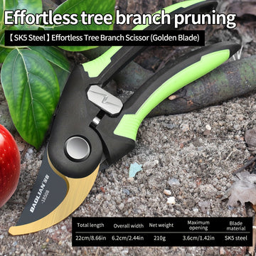 Tijeras de poda de jardín de acero aleado SK5, recubiertas de Teflón, estilo moderno, acero de carbono de alta calidad, corte sin esfuerzo para ramas de árboles, árboles frutales, arreglos florales - No se necesita electricidad