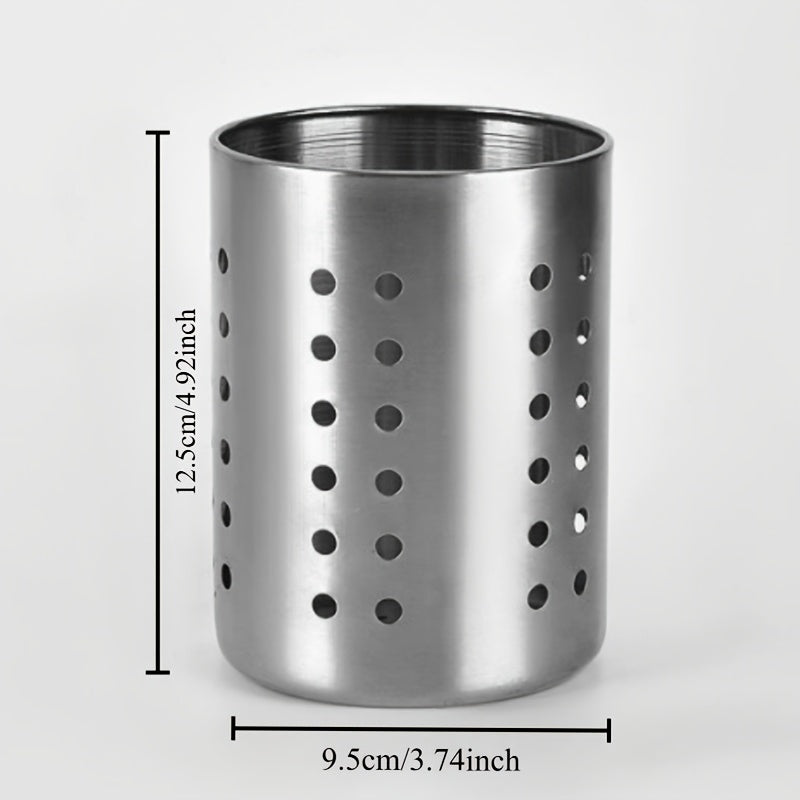 1pc Porta-utensilios de acero inoxidable multiusos para cocina - Caddy de metal apto para alimentos para palillos, cucharas, tenedores, cuchillos - Organizador de cubiertos para el hogar y uso comercial