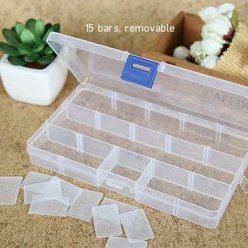1pc Caja Transparente Desmontable De 15 Rejillas, Almacenamiento De Joyas, Caja De Medicamentos Clasificada, Caja De Agujas Y Hilos De Maquillaje, Caja De Clasificación De Tornillos Y Clavos, Organizador De Suministros De Pesca