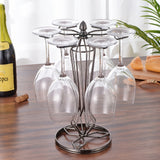 Un soporte de vidrio creativo de estilo europeo, un soporte de vidrio colgante de hierro para el hogar, un soporte de exhibición para vasos de alta estaca, adecuado para bares en el hogar y como decoración para botellas en el salón.