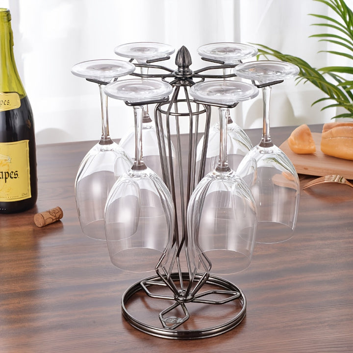 Un soporte de vidrio creativo de estilo europeo, un soporte de vidrio colgante de hierro para el hogar, un soporte de exhibición para vasos de alta estaca, adecuado para bares en el hogar y como decoración para botellas en el salón.