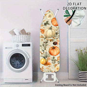 2D Plano, Diseño de Calabazas, Hojas, Acornos, Cubierta de Tablero de Planchar, Cubierta de Polvo de Tablero de Planchar Lavable, Fácil de Instalar, Se Ajusta a la Mayoría de Tableros de Planchar de Tamaño Estándar, Accesorios de Planchar, Decoración de
