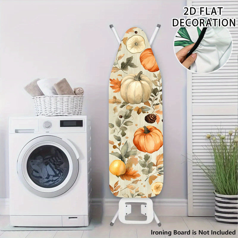 2D Plano, Diseño de Calabazas, Hojas, Acornos, Cubierta de Tablero de Planchar, Cubierta de Polvo de Tablero de Planchar Lavable, Fácil de Instalar, Se Ajusta a la Mayoría de Tableros de Planchar de Tamaño Estándar, Accesorios de Planchar, Decoración de