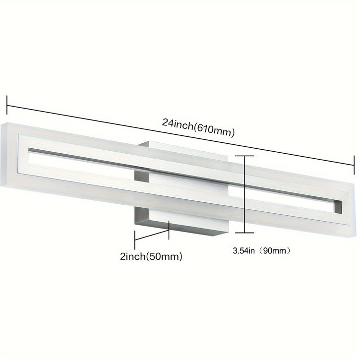 [Luces LED 24In/60cm de Níquel] Luces de Baño LED de 24In/60cm en Níquel Cepillado - Luces de Tocador Sobre Espejo Luz de Pared - 6000K