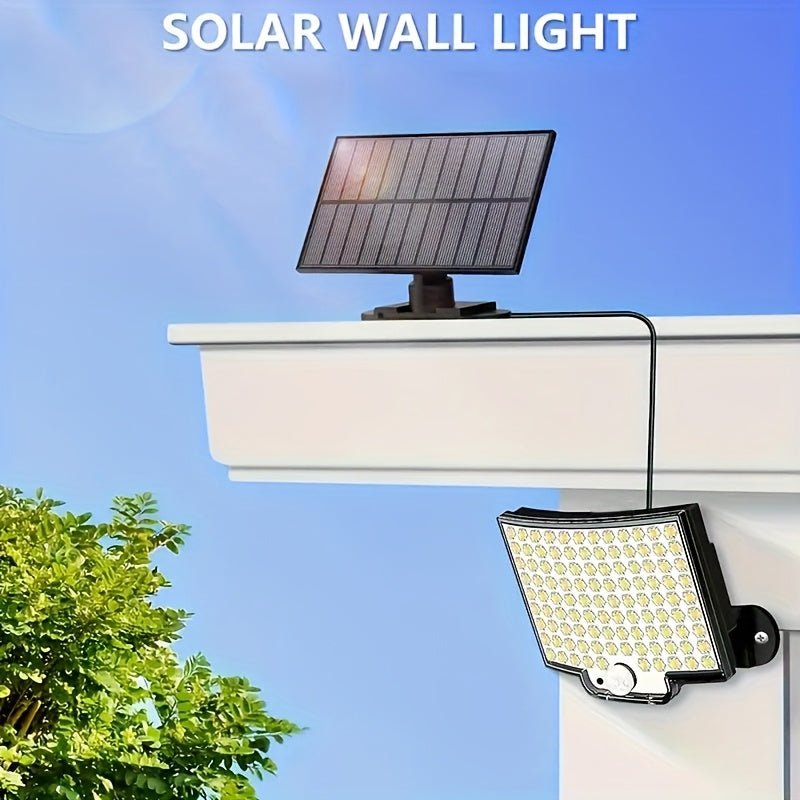 1pc Luz de Movimiento Exterior con Energía Solar y 106 LED con Ángulo Amplio de 135° para Iluminación desde el Anochecer hasta el Amanecer en Jardín y Garaje - Resistente al Clima, Control Remoto, Acabado Metálico Pulido, , Iluminación de Garaje | Luz Mo