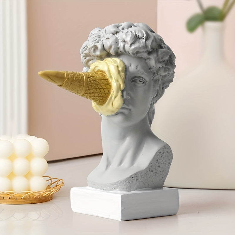 1pc, Escultura de David en helado amarillo, decoración de escritorio moderna y simple para dormitorio, sala de estar y entrada europea