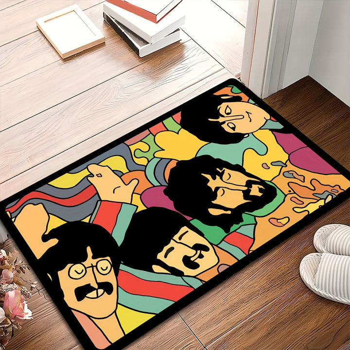 Alfombra retro de banda musical, 1 unidad, ideal para interiores y exteriores, resistente y lavable, decorativa, regalo exquisito para amantes del rock