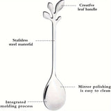 20pcs Cuchara de Café de Acero Inoxidable, Diseño Elegante de Hoja para Té, Ideal para Postres, Aperitivos, Elección Ideal para Bodas y Fiestas