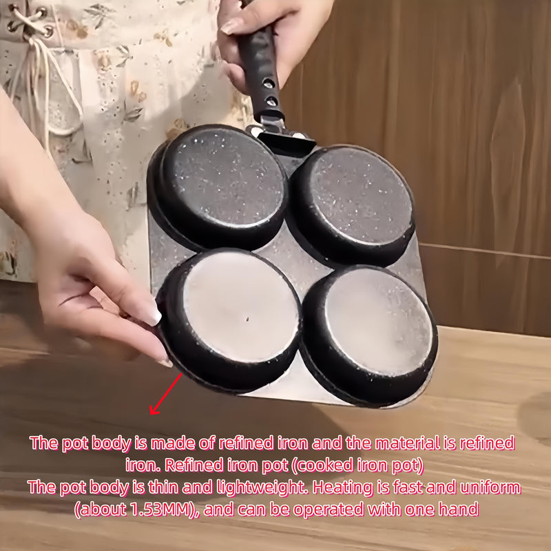 1pz Sartén de Hierro Fundido Antiadherente para Huevos y Tortillas GUANHUANG con Espátula - Compatible con Estufas de Gas/Eléctricas, Sartén Portátil para Desayuno en Casa y Viajes