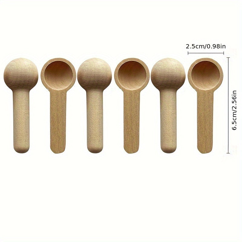 6/12pcs Cuchara de Bambú Pequeña Cuchara de Madera Mango Largo Cuchara de Miel Cuchara de Salsa de Frutas Cuchara de Café Cuchara de Postre Cuchara de Condimento Sal Cuchara de Mezclar