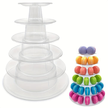 1pc 4/6/10 Tier Soporte De Exhibición De Macarrón Redondo Soporte De Pastel Postre Soporte De Cupcake Bandeja De Galletas Estante Exhibición De Postres Para Boda Fiesta De Cumpleaños Baby Shower Decoración De Panadería Halloween Navidad Acción De Gracias