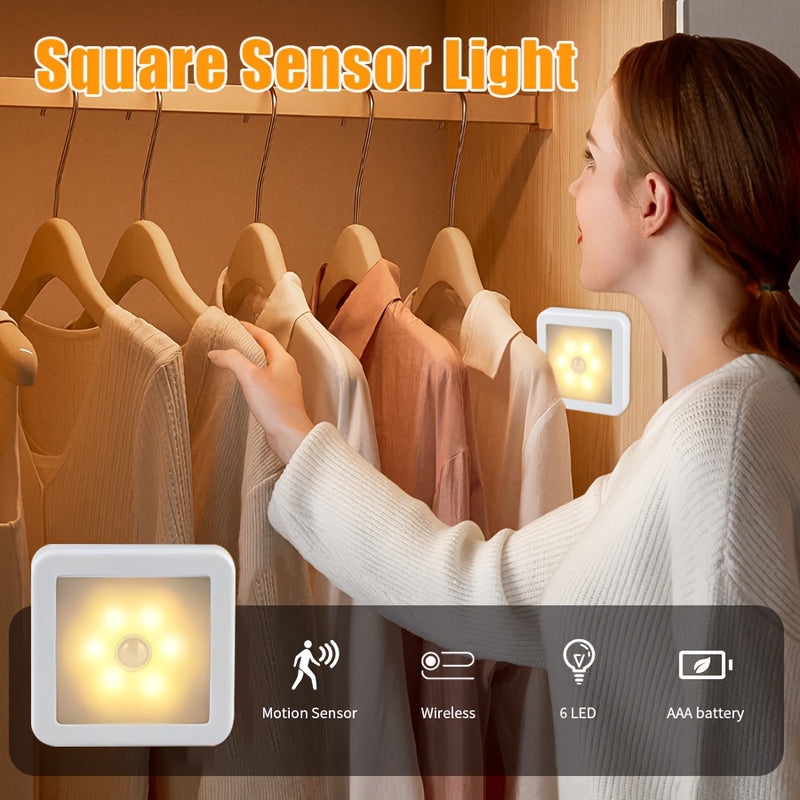 Lámpara nocturna moderna a cuadros AliXLED con sensor de movimiento, luz cálida/blanca, acabado pulido independiente, temática espacial para decoración de dormitorio y pasillo, control remoto, no requiere baterías, luces LED para sala de estar