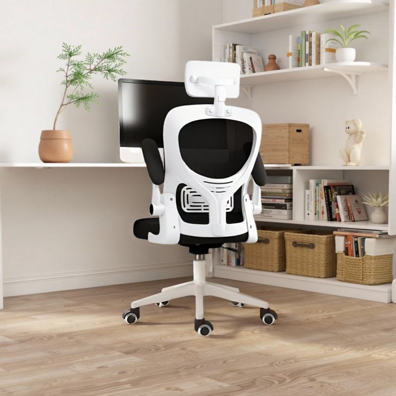 14 Posiciones Ajustables, Inclinación Manual, Silla de Oficina con Espuma Viscoelástica y Soporte Lumbar Ergonómico para 8 Habitaciones - Malla Transpirable Cómoda, Ideal para Todas las Estaciones (12 Meses)