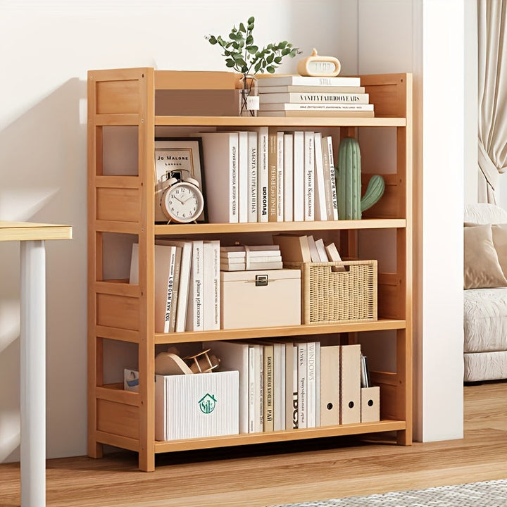 Estante de almacenamiento de bambú de 3 niveles - Organizador de cocina autosoportante, unidad de estantería versátil para baño, sala de estar y oficina, diseño duradero y elegante con múltiples compartimentos, ensamblaje fácil