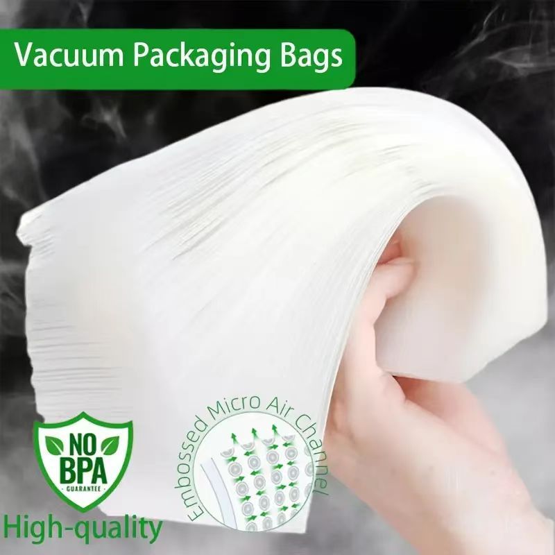 100/200/300 piezas de bolsas de vacío con patrón de malla para bolsillo - Accesorios de cocina esenciales para la conservación de alimentos - Reutilizables, herméticos y ahorradores de espacio para la organización de la cocina en casa