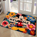 Tapete de bienvenida de Mickey Mouse - Tapete de entrada rectangular con diseño floral vibrante, resistente al deslizamiento y lavable, para Navidad, Día de San Valentín, Pascua y más, tapete de puerta de vacaciones | Tapete de bienvenida vibrante | Fond