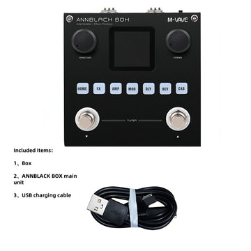 ANNBLACK BOX Procesador de Pedales para Guitarra y Bajo - 80 Preestablecidos + 6 Módulos Personalizables, Grabación Inalámbrica/OTG, Tiempo de Ejecución de 10H, 20 IR Cab SIM, Alimentado por USB/Batería, Equipo de Estudio de Grabación, Unidad de Efectos