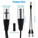 Cable XLR modular de aleación de zinc con divisor 2 hembra a 1 macho, línea de audio de 3 pines para micrófonos, color negro y plateado resistente, longitud de 1.5 m/5.9 pies, equipo de audio profesional | Cable modular | Cable duradero