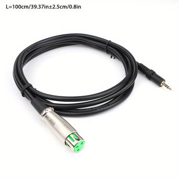 Cable de audio 3.5mm macho a XLR, cable de audio XLR con núcleo de goma verde, cable de audio, cable de micrófono 3.5mm a XLR hembra con conector de aleación de zinc y aluminio, enchufe de 3.5mm chapado en oro de cobre puro. Cable de audio para conectar