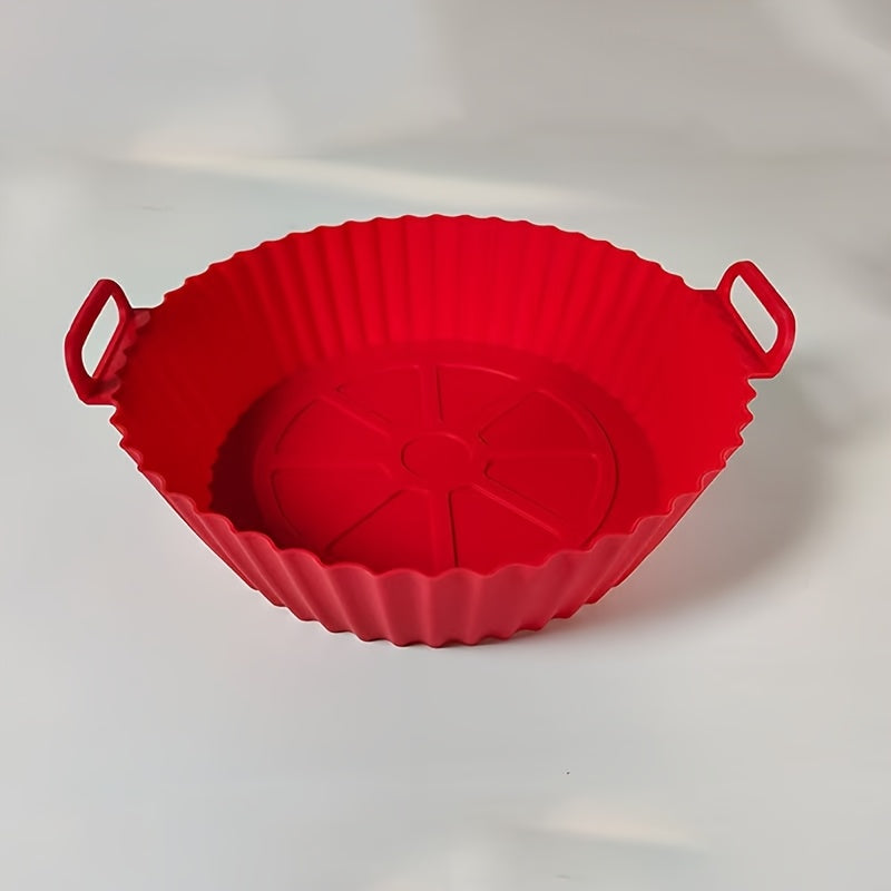1 pieza de 8 pulgadas de forro de silicona para freidor de aire con diseño 3D - Reciclable, no adhiere, inserto de cesta resistente al calor (450°F), bandeja de hornear plegable para almacenamiento fácil, se adapta a la mayoría de los freidores de aire -