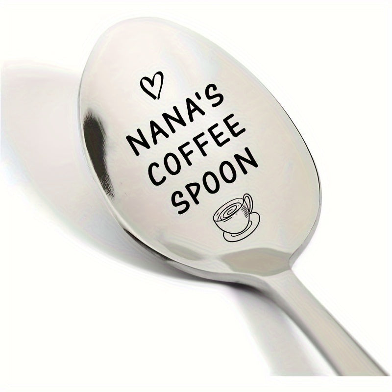 Cuchara de café de acero inoxidable grabado "Cuchara de café de Nana" - Diseño de corazón y taza - Regalos ideales para el cumpleaños de la abuela, el Día de la Madre y Navidad - Duradero, sin batería, único, celebratorio