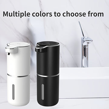 Dispensador de jabón inteligente con sensor automático sin contacto, capacidad de 380ml, flujo ajustable en 4 niveles, pantalla de energía eléctrica, líquido reemplazable libremente, carga rápida USB