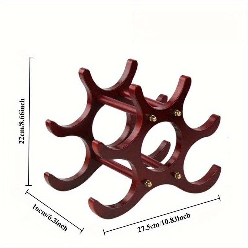 Elegante estante de vino rojo - Madera sólida, soporte creativo de botellas con detalles metálicos, perfecto para decoración de sala de estar, soporte de exhibición de vino elegante, decoración de vino.