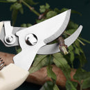 Pack de 2 Tijeras para Jardín Resistentes - Cortaúñas Rectos y de Desvío con Mangos Blancos Ergonómicos, Agarres Antideslizantes y Construcción Duradera para Flores, Plantas, Bonsái, Frutas - Ideales para Jardineros Caseros y Paisajistas Profesionales, H