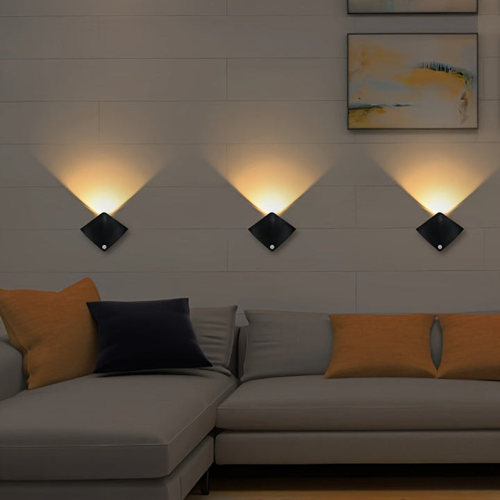 1pc Luces de Pared Modernas con Sensor de Movimiento de Manta, Lámparas Nocturnas LED, de Plástico para Dormitorio, Escalera, Sala de Estar, Armario