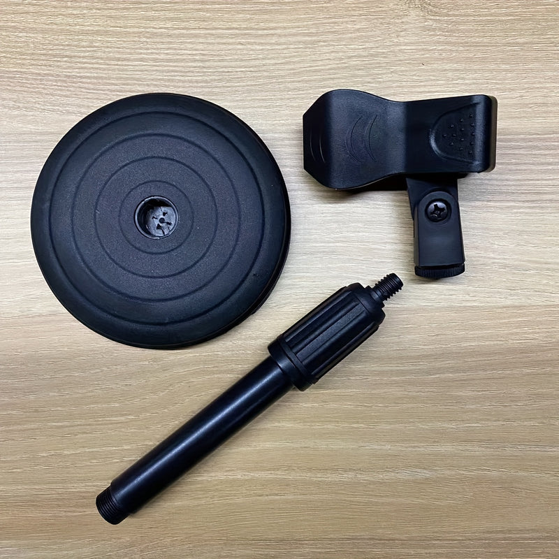 Soporte de Micrófono de Escritorio Ajustable con Clip - Compatible con Micrófonos de Hasta 4.32cm, Conector XLR, ABS Negro