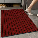 Tapete antideslizante a rayas - Alfombra duradera para interior/exterior, fácil de limpiar y cortar, lavable a máquina en poliéster, negro con diseño de rayas, ideal para cocinas, balcones, pasillos y lavanderías, alfombra para piso de cocina | Tapete ve