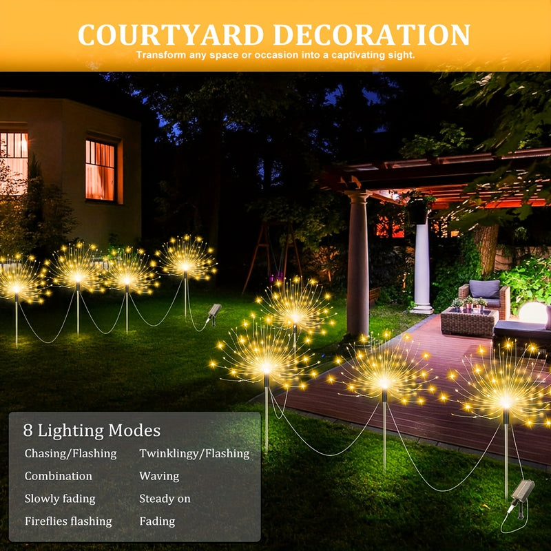 Conjunto de 4 Luces Solares para Jardín Exterior, Lámpara de Medusa con 8 Modos de Iluminación, Regalos de Decoración para Ramadán y San Valentín, Luz LED de Ambiente Romántico, Adecuada para Fiestas al Aire Libre, Bodas, Camping, Cafeterías, Luz Exterio