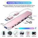 Puente USB multifuncional 8 en 1, puente USB para computadora, puente USB C, lector de tarjetas TF/SD, salida de audio de 3,5 mm, compatible con MacBook Pro/para for ipad Pro/HP Aluminio 4 puertos USB Transferencia de datos