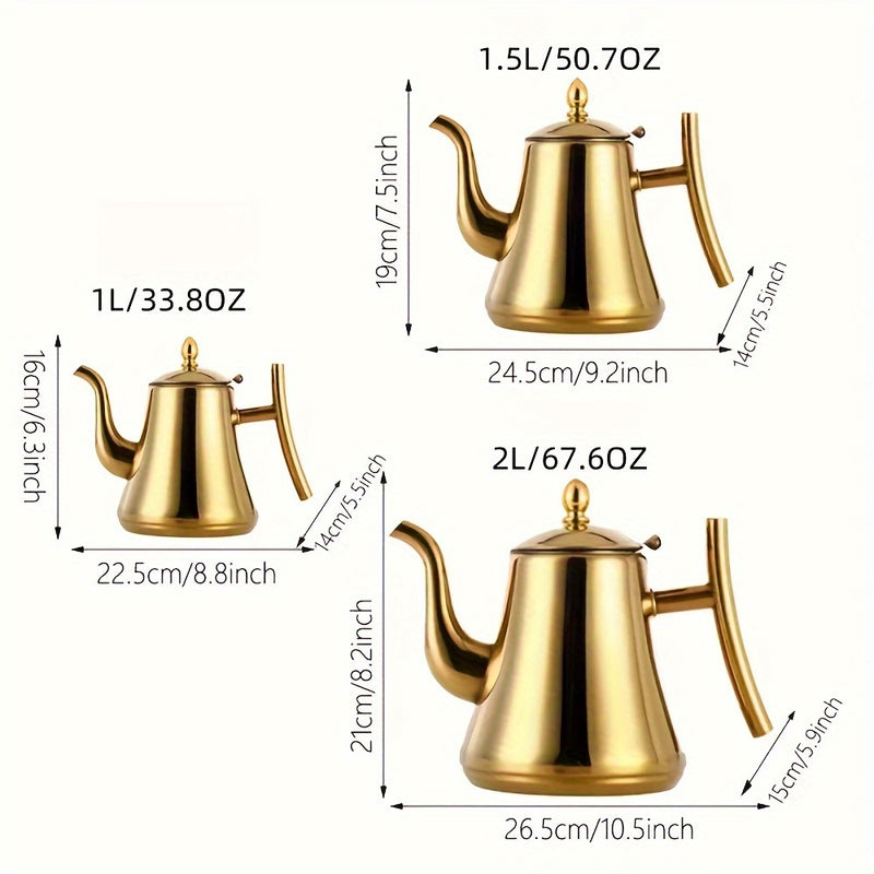 1pc Cafetera de Acero Inoxidable con Infusor Desmontable - Capacidad de 1L/1.5L/2L, Tetera de Té Resistente al Calor para Uso en Casa y Restaurante - Juego de Té de Acero Inoxidable 304 con Colador de Té