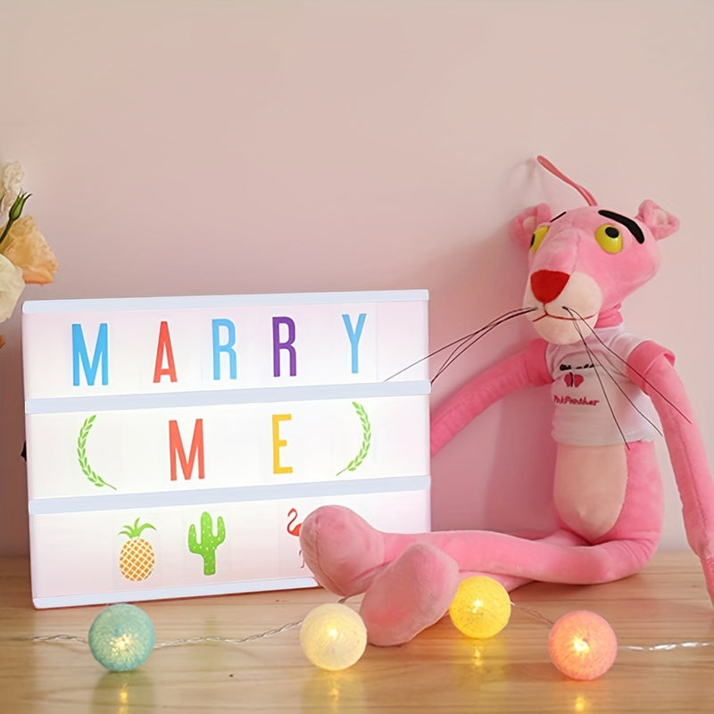 1 Pieza, Mini Caja De Luz Cinematográfica LED Decorativa, 7,87" X 5,9" (Aproximadamente 20 Cm X 15,24") - Caja De Luz Personalizada DIY Con 100 Letras, Números Y Símbolos, Cable USB Incluido, Caja De Luz Blanca Con Tarjetas De Letras, Bar De Dormitorio,