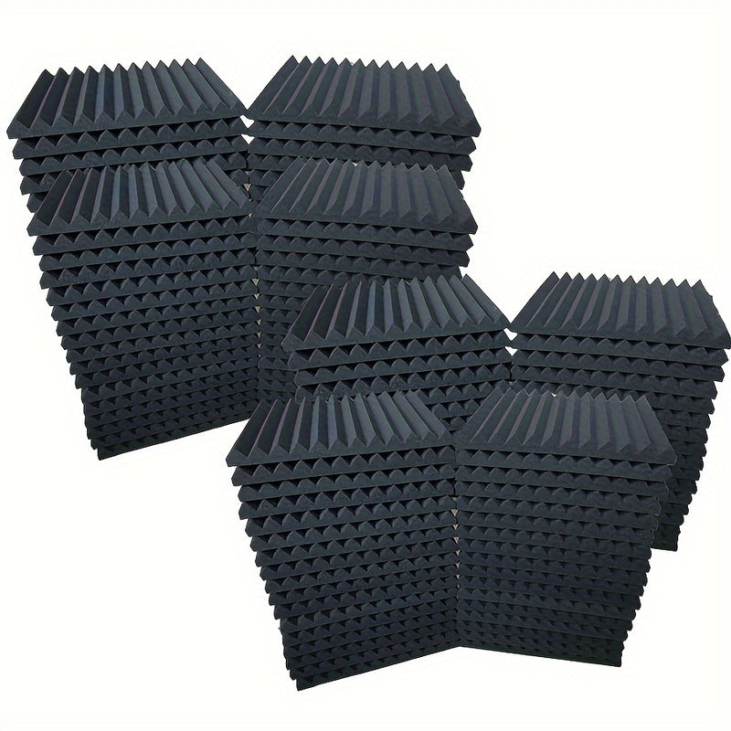 102 piezas, 12" x 12" x 1" Espuma de aislamiento acústico negro nano adhesivo para grabación y cine en casa - Mejora la calidad del sonido, reduce los ecos, perfecto para sistemas de sonido modernos, espuma de aislamiento acústico.