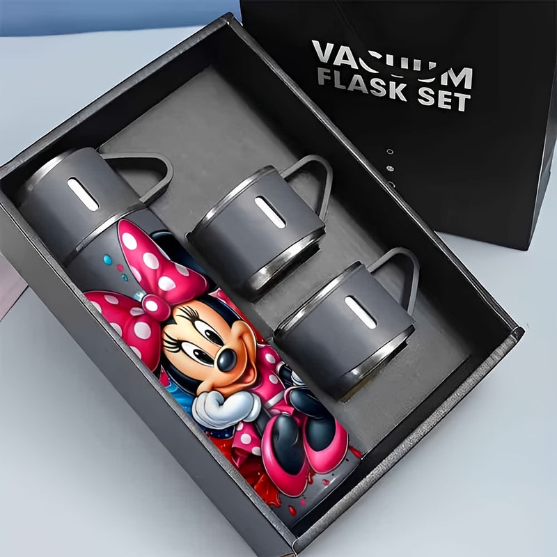 1 conjunto de 17oz Taza de acero inoxidable térmica de Minnie Mouse, Aislamiento al vacío, Reutilizable, Solo lavado a mano, Multiusos, con taza, para Adulto, Café, Bebida caliente, Bebida fría, Botella de agua LHB03211