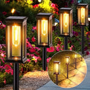 6 piezas, luces solares para senderos, lámpara cuadrada, bombilla de wolframio para decoración de atmósfera al aire libre - Adecuado para villa, jardín, patio, sendero y iluminación de paisaje de patio.