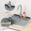 Alfombrilla de captura de agua de grifo de silicona - Guarda escurridor de fregadero sin electricidad absorbente con drenaje, protector de mostrador de cocina impermeable y fácil de limpiar