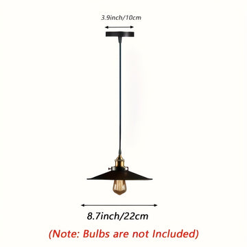 1pc, Lámpara Colgante Industrial, Lámpara de Granja con Pantalla Metálica en Forma de Cono , Luz Suspendida para Pasillo, Comedor o Sala, Compatible con Bombillas E26 (Bombilla No Incluida)