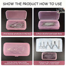 Caja de esterilización de herramientas de uñas, bandeja de esterilización transparente de plástico rosa, caja de almacenamiento de pinzas, caja de pinzas de uñas para salón de belleza y spa, máquina de corte de manicura