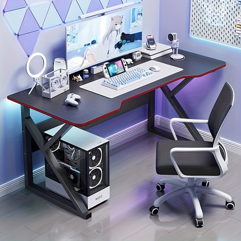 Escritorio de computadora para deportes electrónicos - Escritorio de pie con altura ajustable de 27" (68,58"), superficie laminada blanca/negra, estructura de acero duradera y parte superior de tablero de fibra para oficina en casa y configuración de jue
