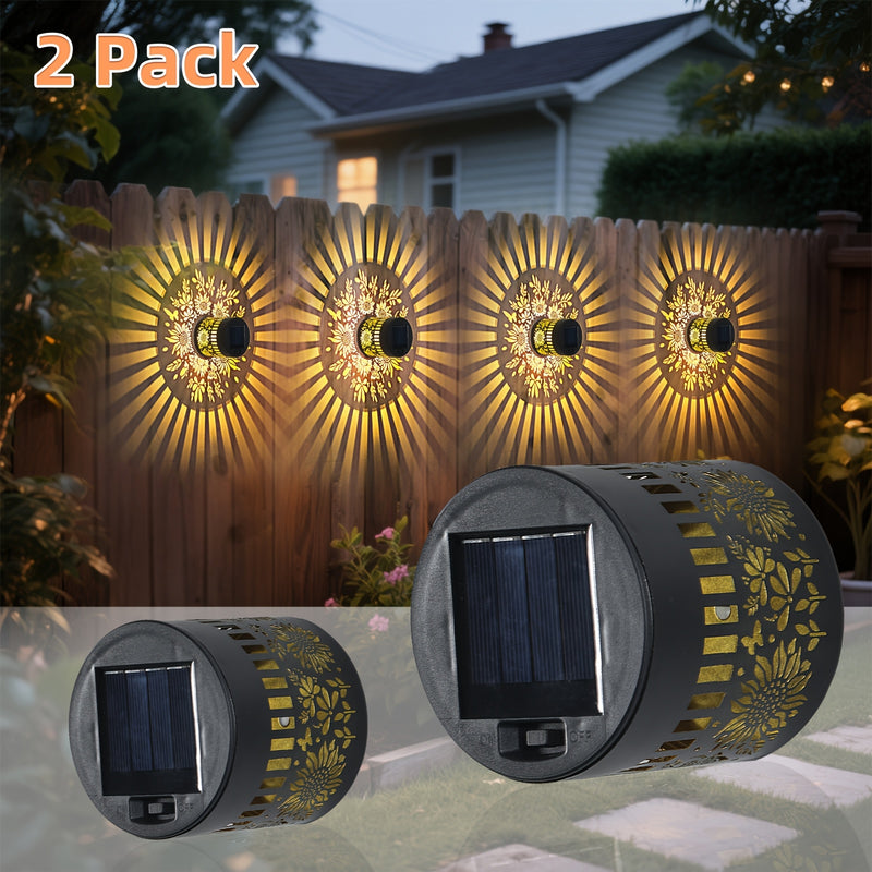 2 Piezas de Faroles Solares para Exteriores, Luces Metálicas Tema Girasol para Jardín, Patio y Cercado, Decoración Exterior, Regalo Ideal para Mamá o Abuela