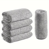Toallas de cocina ultra suaves y absorbentes de microfibra - 5/10 piezas, 20.07 cm x 20.07 cm, gris, paños multiusos para limpieza del hogar, estilo rústico, solo lavado a mano, perfectas para platos y tareas del hogar, toallas para trastes