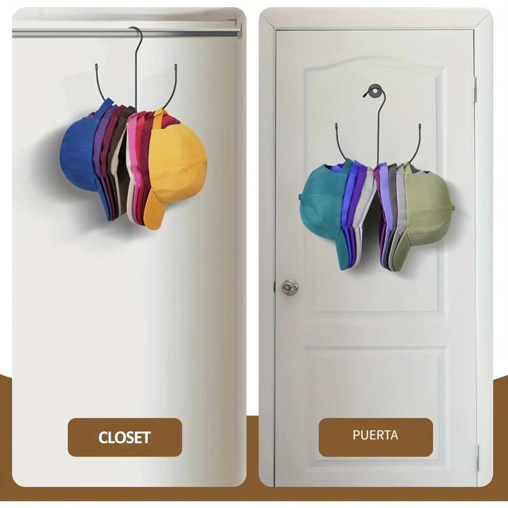1pc Soporte de sombrero de acero inoxidable duradero - Organizador de sombreros colgantes multifuncional, Diseño ahorrador de espacio, Sostiene 20+ gorras de béisbol, Fácil instalación para armario y puerta